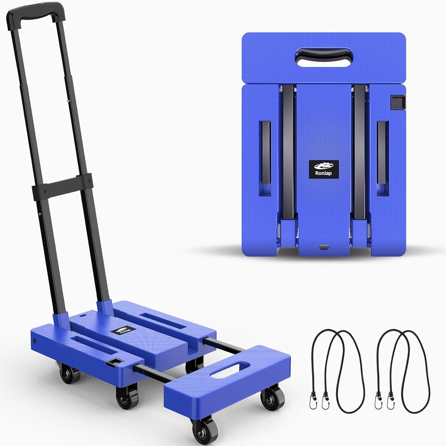 Folding Hand Truck Dolly 225KG 6 Wheel Utility Cart Blue