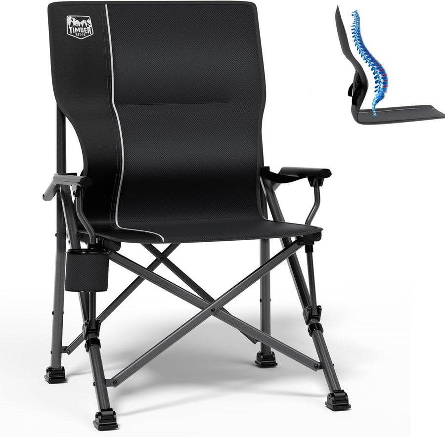 Folding Camping Chair 150KG High Back Lumbar Support Seat