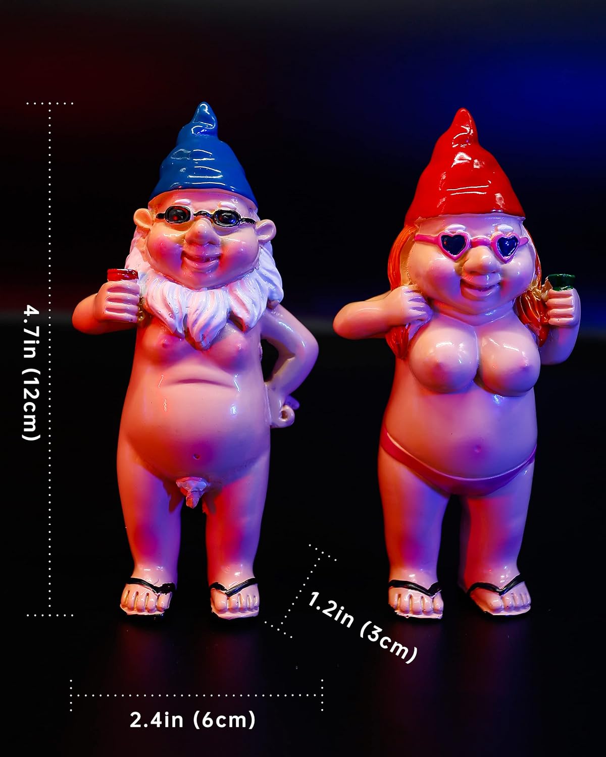 2Pcs Funny Naughty Garden Gnomes Resin Outdoor Lawn Decor Set
