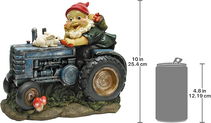Garden Gnome Statue Bunny Tractor Resin Lawn Decor Outdoor