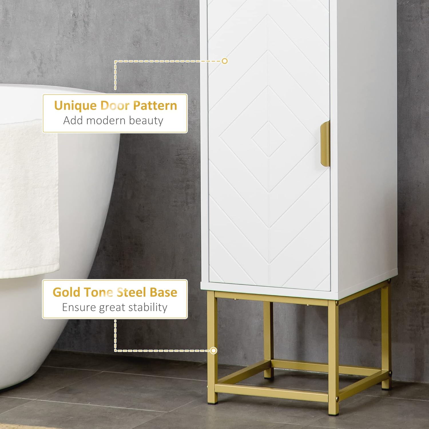 Slim Bathroom Tall Storage Cabinet White Corner Shelf Cupboard Unit