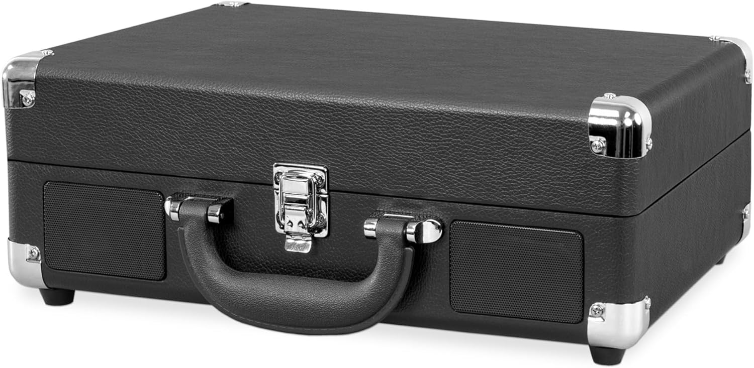Portable Bluetooth Suitcase Record Player 3 Speed Black