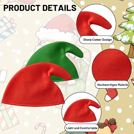 2PCS Gnome Hat Set Curly Santa Christmas Cosplay Costume