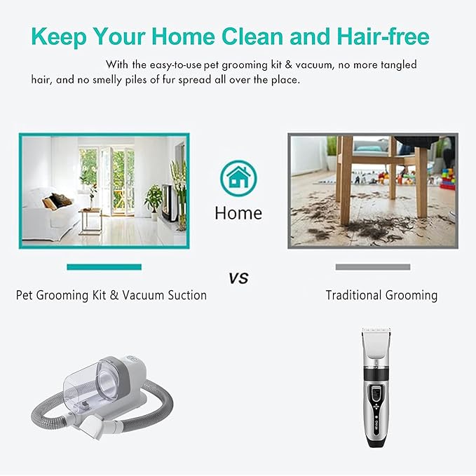 Pet Grooming Vacuum Kit 5 Tools Dog Cat Hair Remover