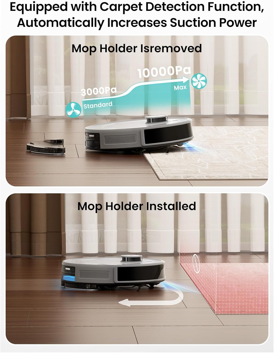 Robot Vacuum Mop Self Empty 10000Pa LiDAR WiFi 75 Day Auto Clean