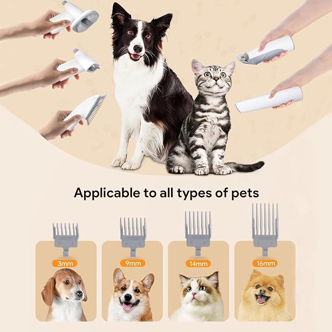 Pet Grooming Vacuum Kit 5 Tools Dog Cat Hair Remover