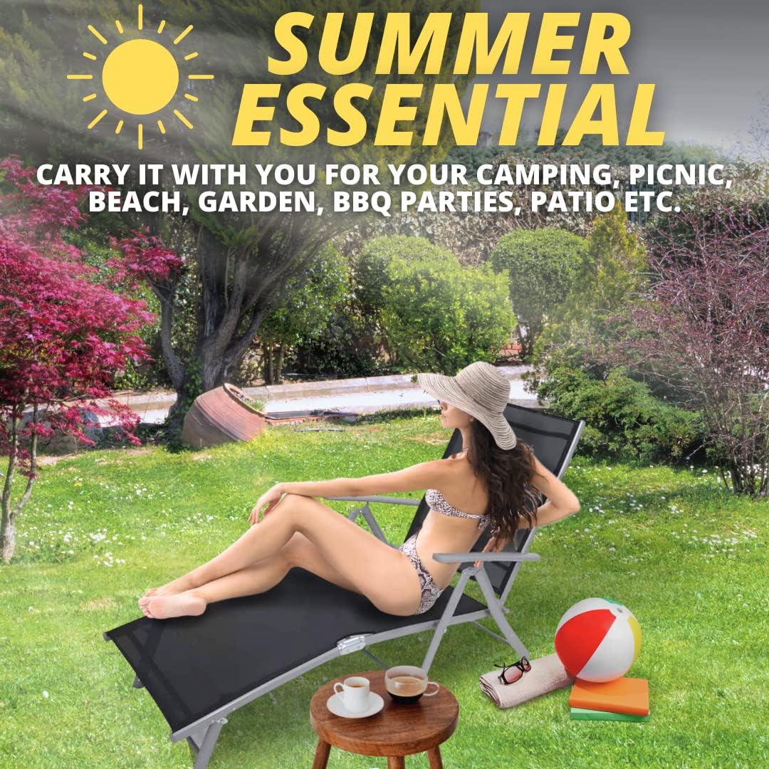 Twin Pack Zero Gravity Sun Lounger Reclining Chairs Black