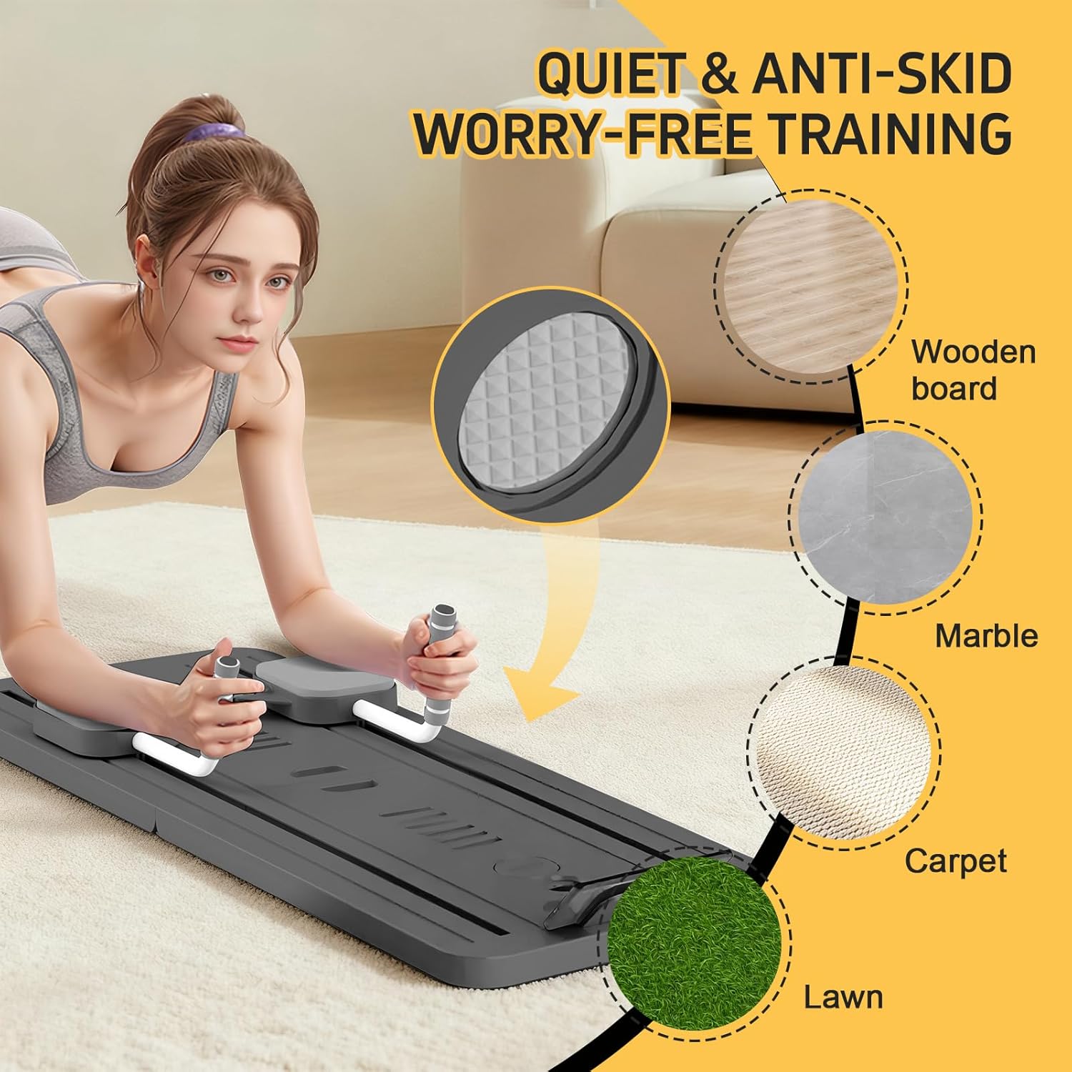 Foldable Pilates Board Reformer Ab Roller Workout Machine