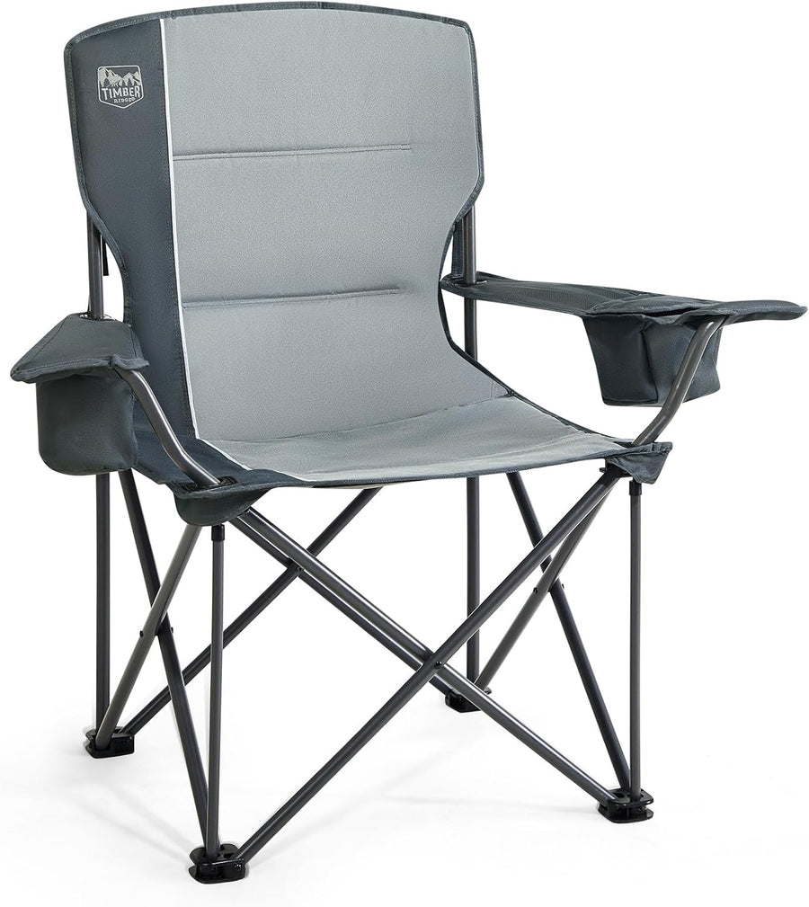 Heavy Duty Camping Chair 200kg Padded Light Grey