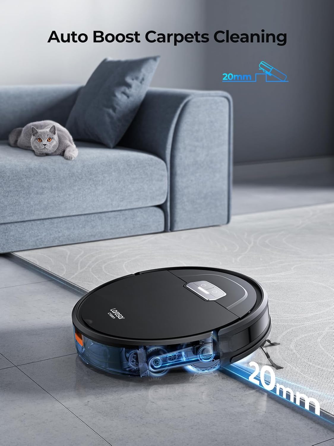 Robot Vacuum Mop 5000Pa Slim 180Min App Alexa Pet Hair