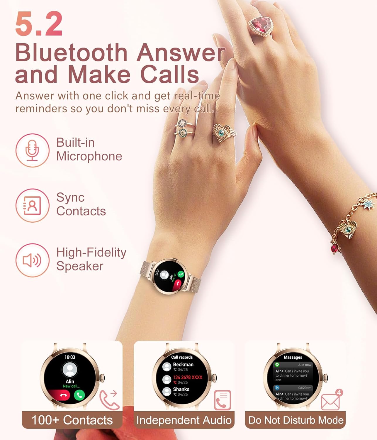 Ladies Small AMOLED Smart Watch Call 100 Sports