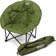 Compact Moon Fishing Chair Foldable Padded Steel Frame Green