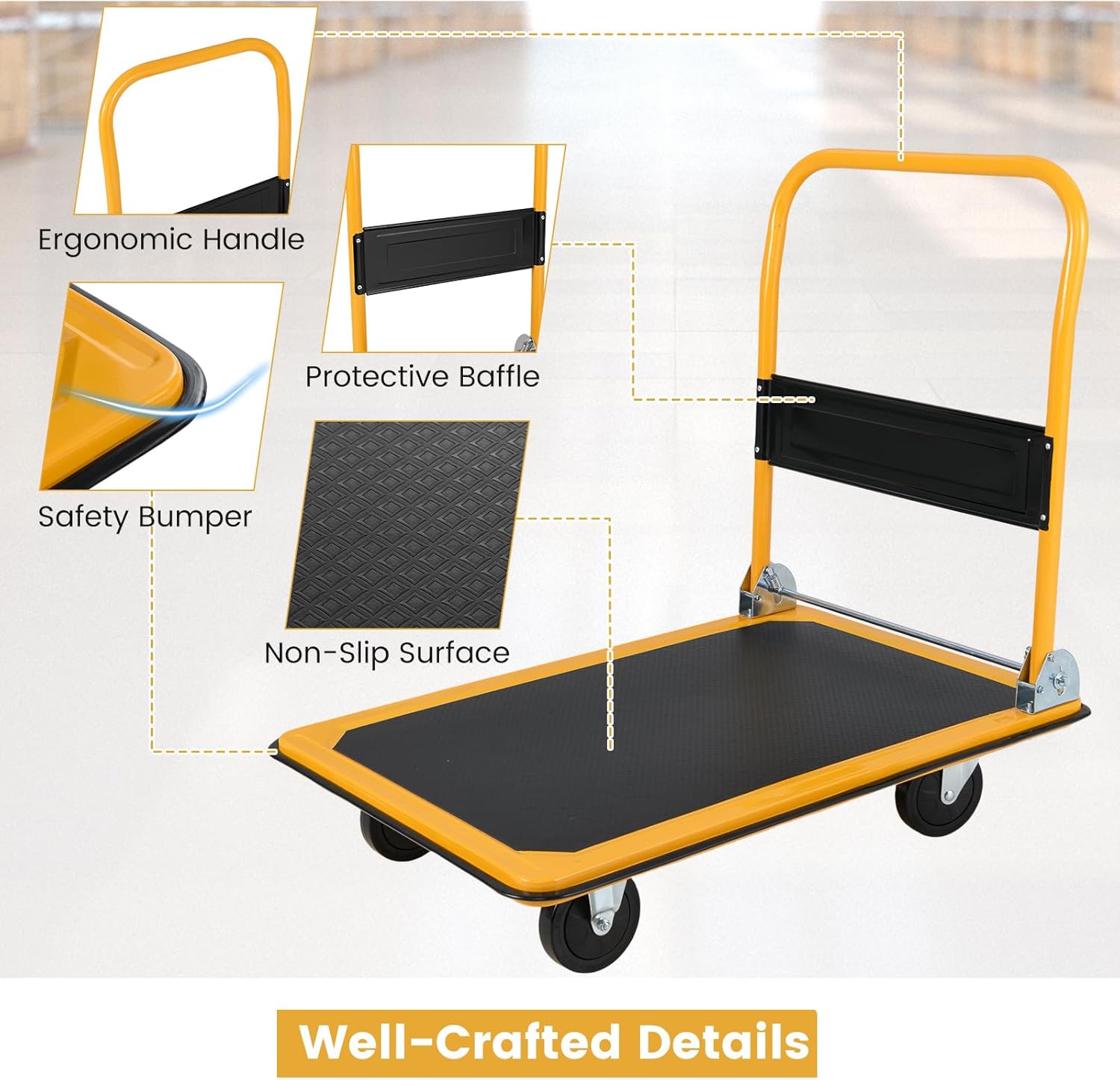 300KG Folding Platform Trolley Flatbed Push Cart Dolly