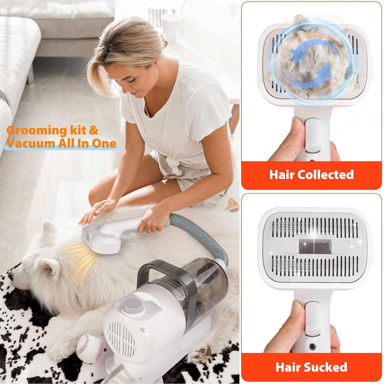 Pet Grooming Vacuum Kit 5 In 1 2.5L UK Plug Quiet