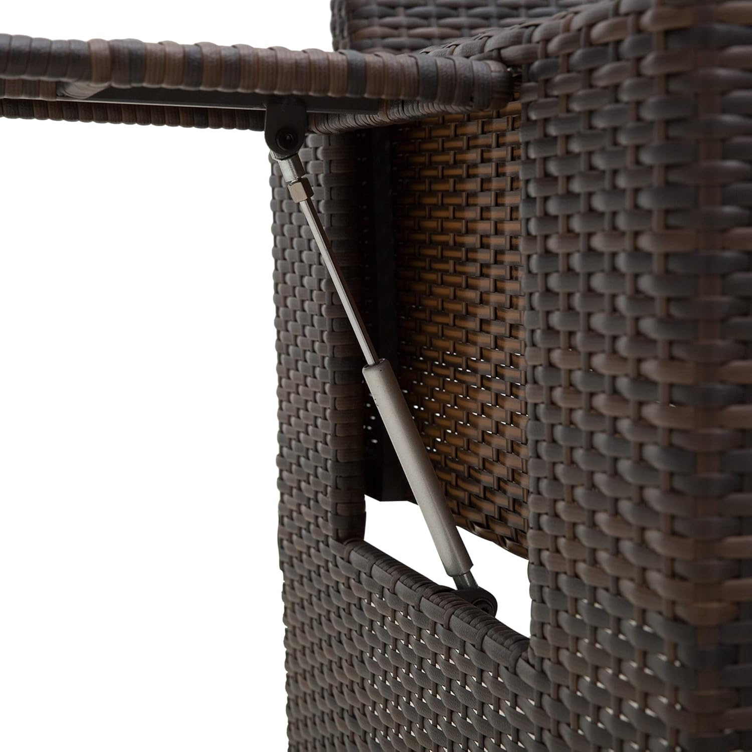 Double Rattan Sun Lounger Daybed Storage Ottoman Brown