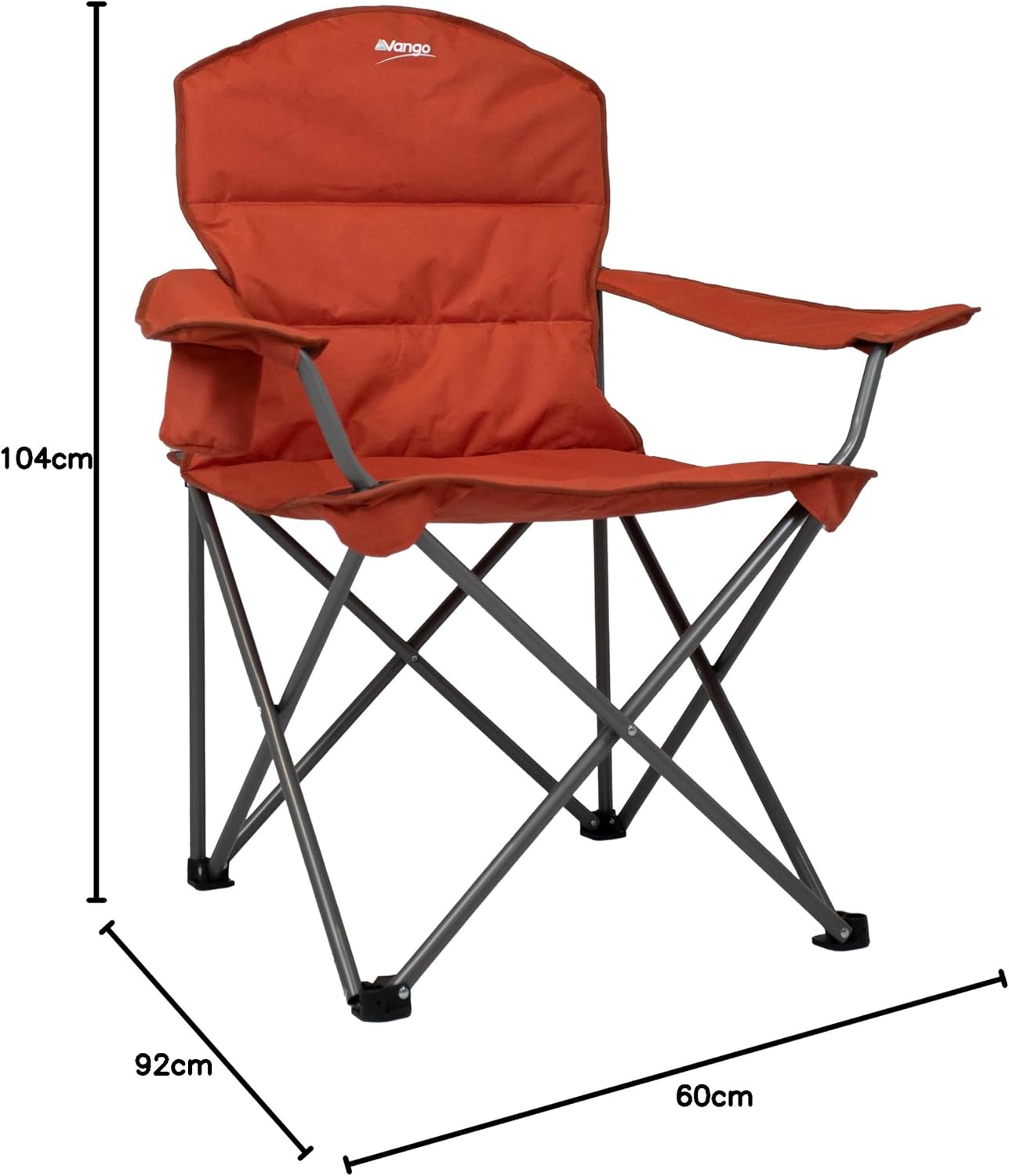 XL Padded Camping Chair 180kg Extra Wide Red Fold