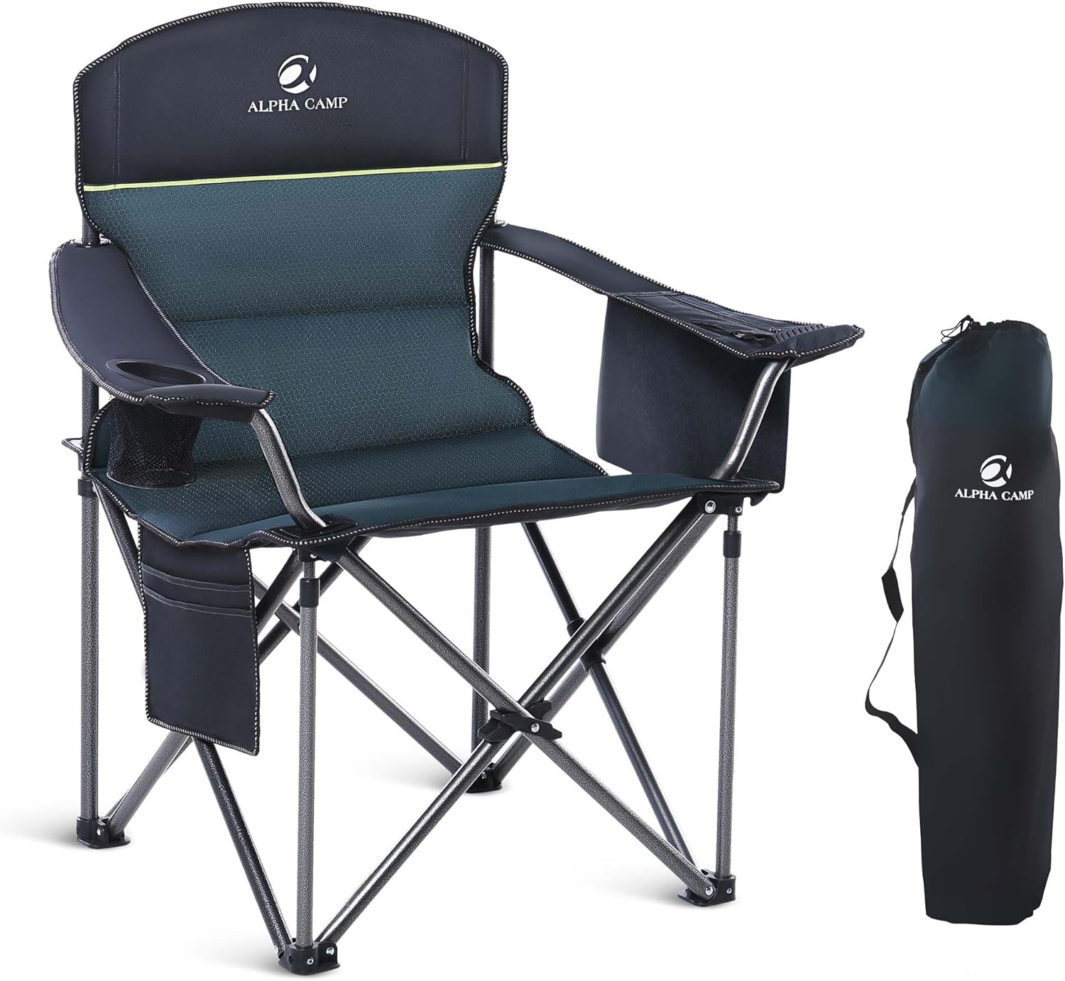Oversized Camping Chair 200kg Cooler Bag Green