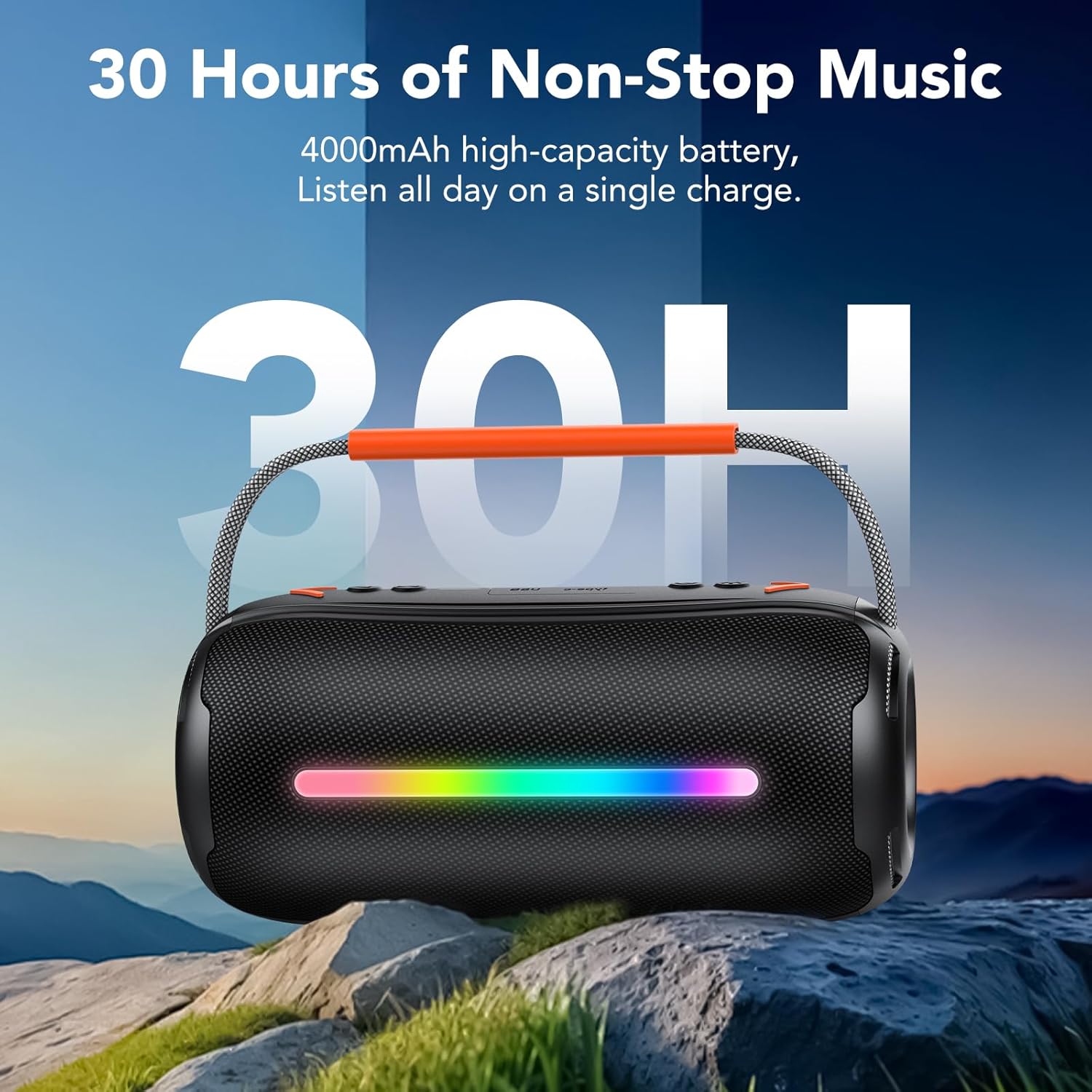 40W Portable Bluetooth Speaker RGB Lights Waterproof 30H Playtime