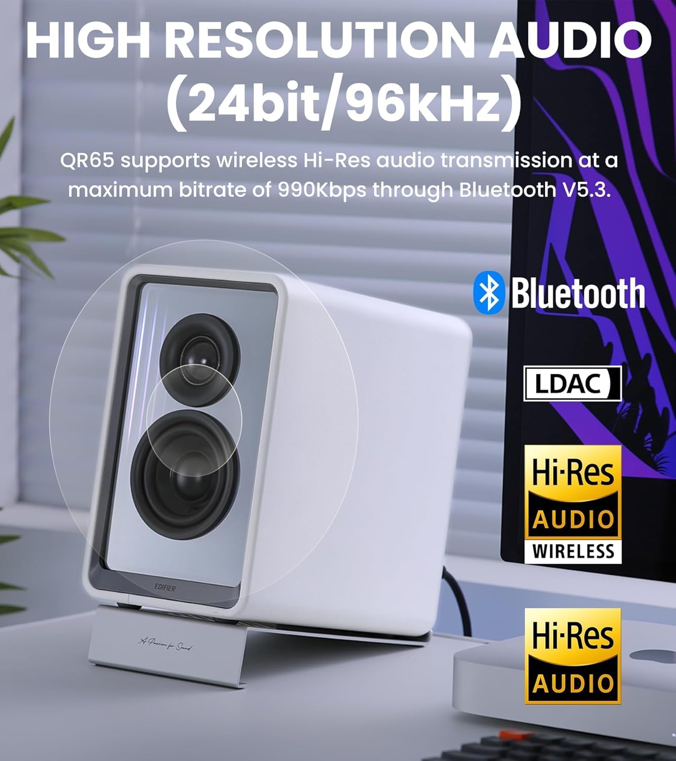 Hi Res Desktop Speakers 70W Bluetooth Studio Monitor LED Lights USB