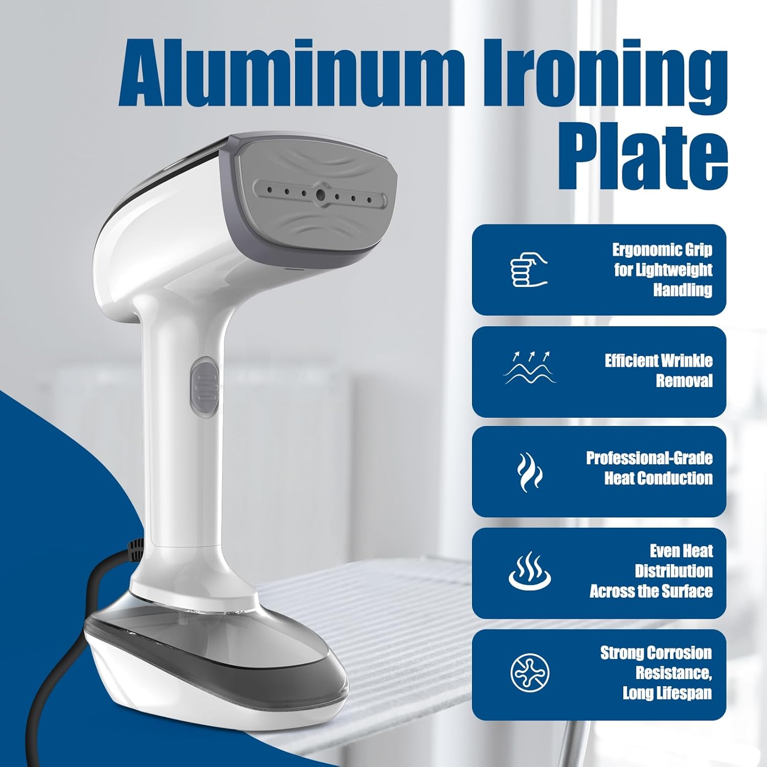 1800W Handheld Garment Steamer 2 In 1 Iron Fast Heat 300ml White