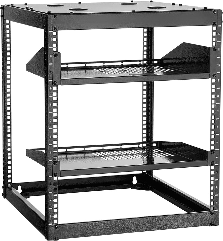 12U Open Frame Network Rack Wall Floor Mount Black