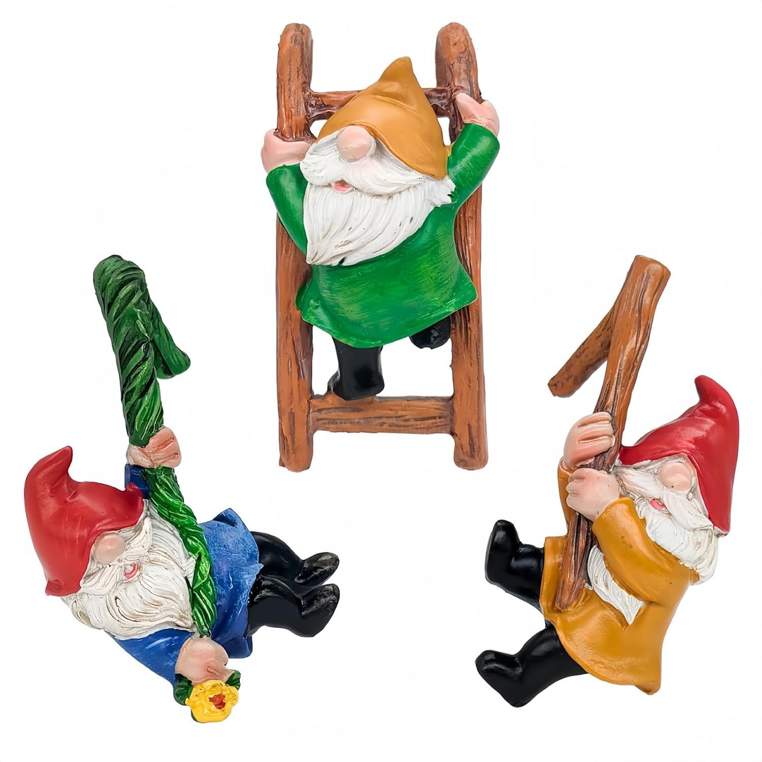 3Pcs Climbing Garden Gnomes Resin Tree Hugger Flower Pot Decor