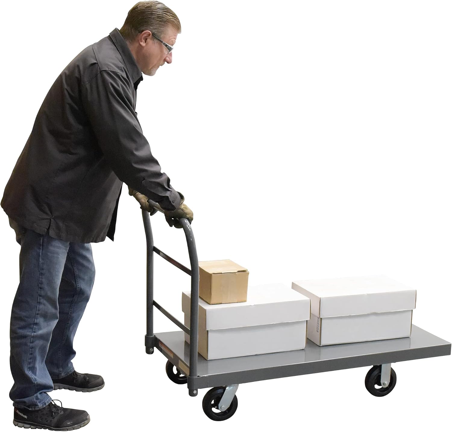 2000lbs Heavy Duty Steel Platform Truck Trolley 48 x 24 Rubber Casters