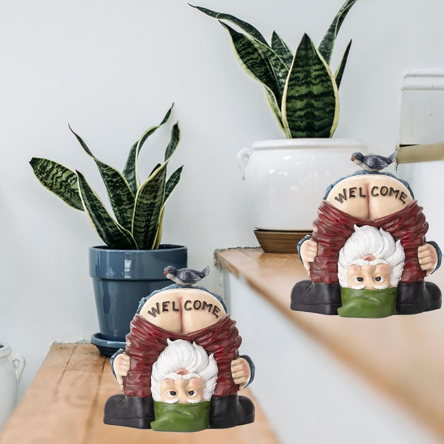 Funny Welcome Garden Gnome Statue Resin Outdoor Lawn Decor