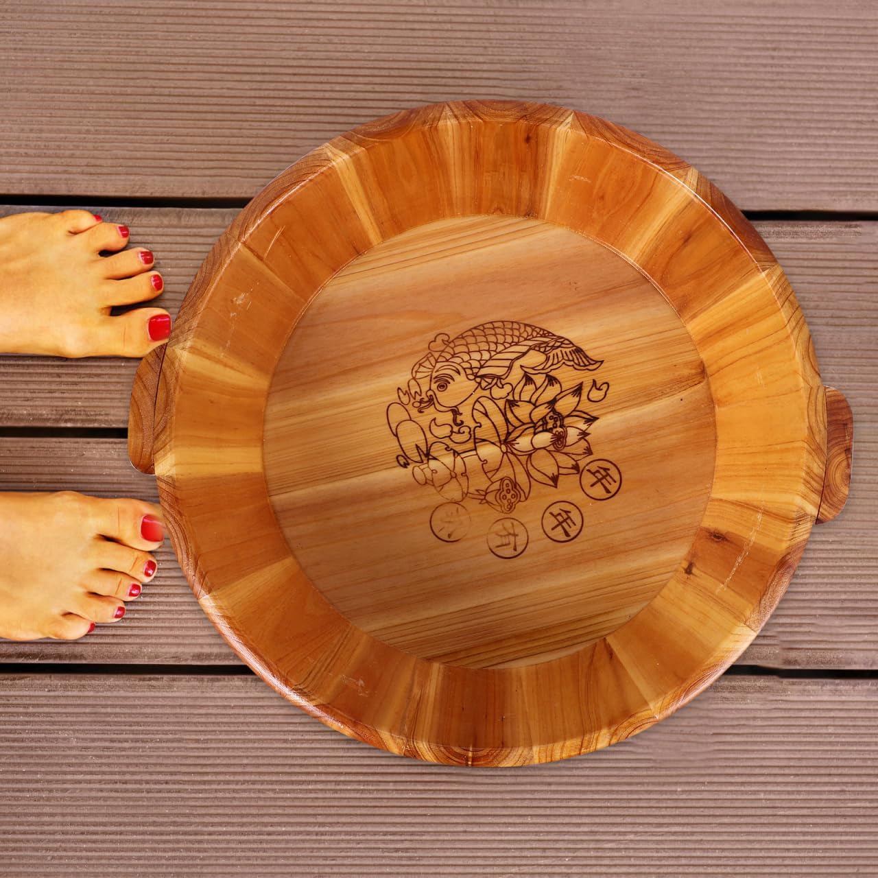 Wooden Foot Bath Basin Pedicure Spa Soak Tub Portable Bucket