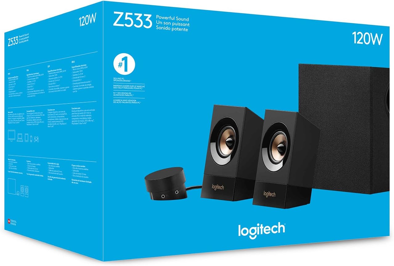 2.1 PC Speakers with Subwoofer 120W Powerful Bass RCA