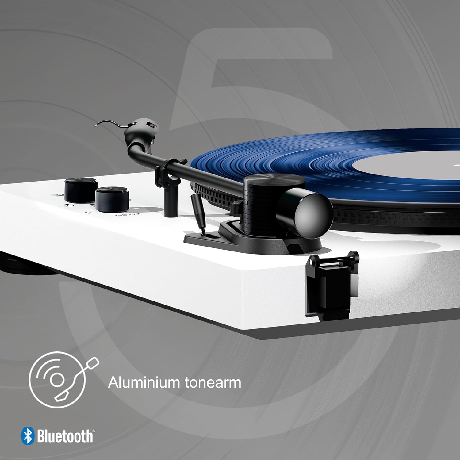 Bluetooth Vinyl Record Player RCA Line Out White