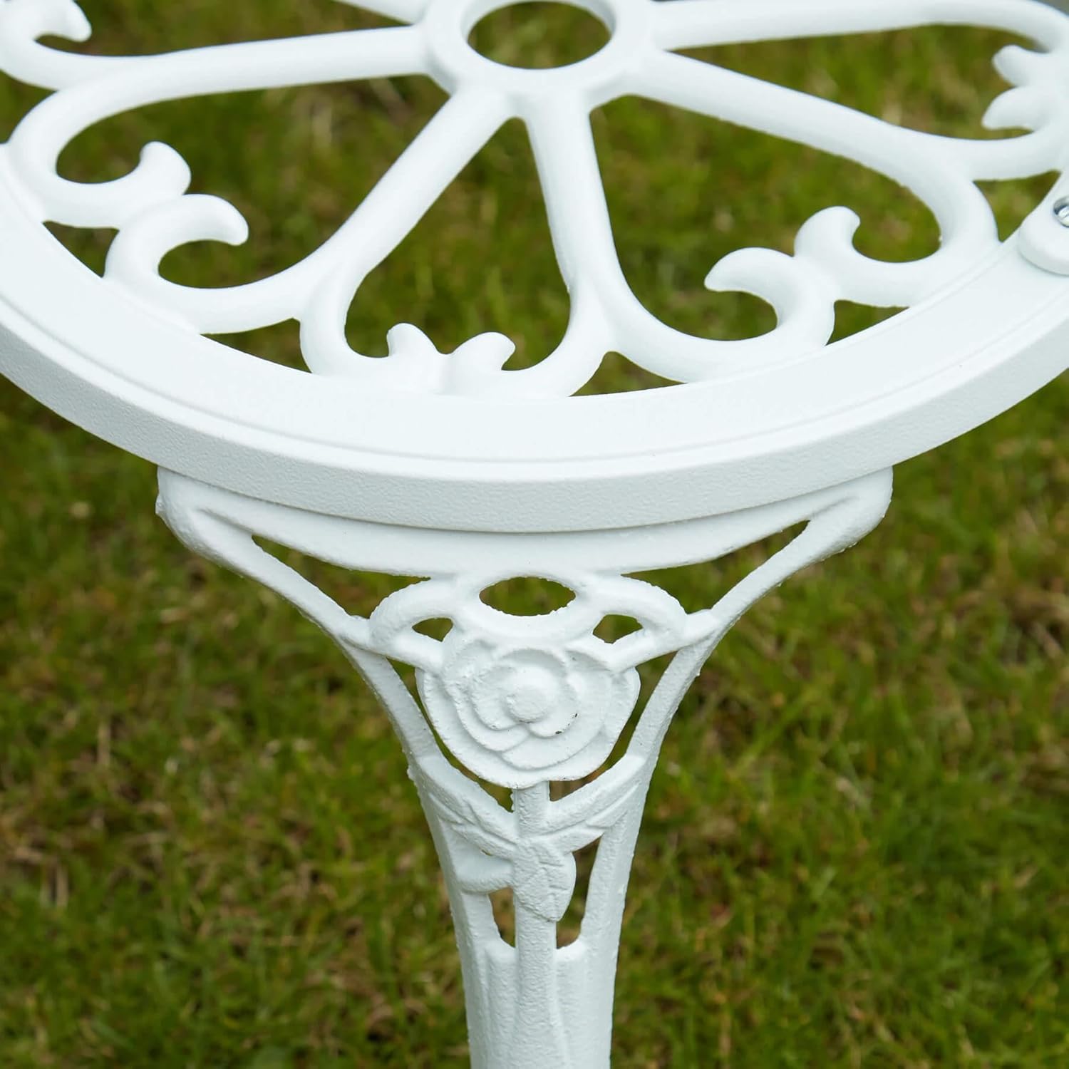 2 Seater Cast Iron Garden Bench Rose Design Patio Seat White