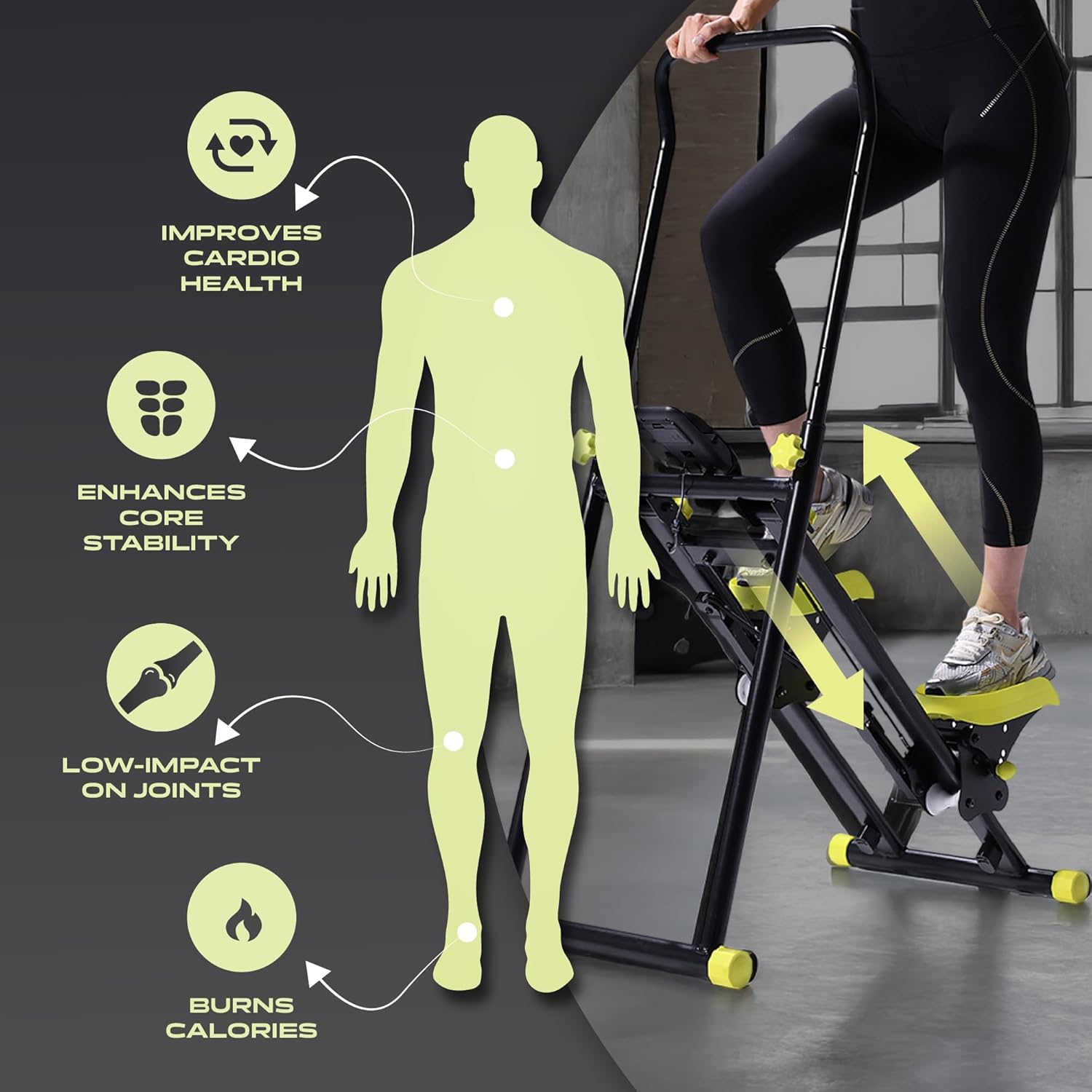 Foldable Stair Stepper Machine Cardio Climber LCD Display