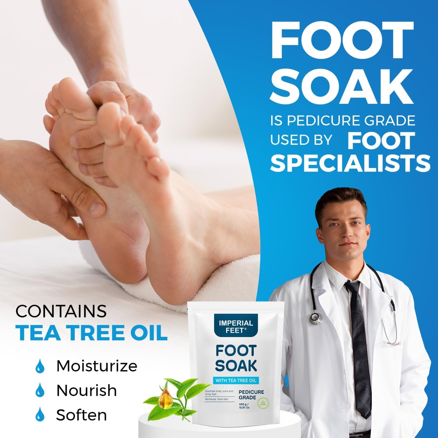 Heated Foot Spa Soak Epsom Salt Tea Tree Oil Pedicure Kit Rollers