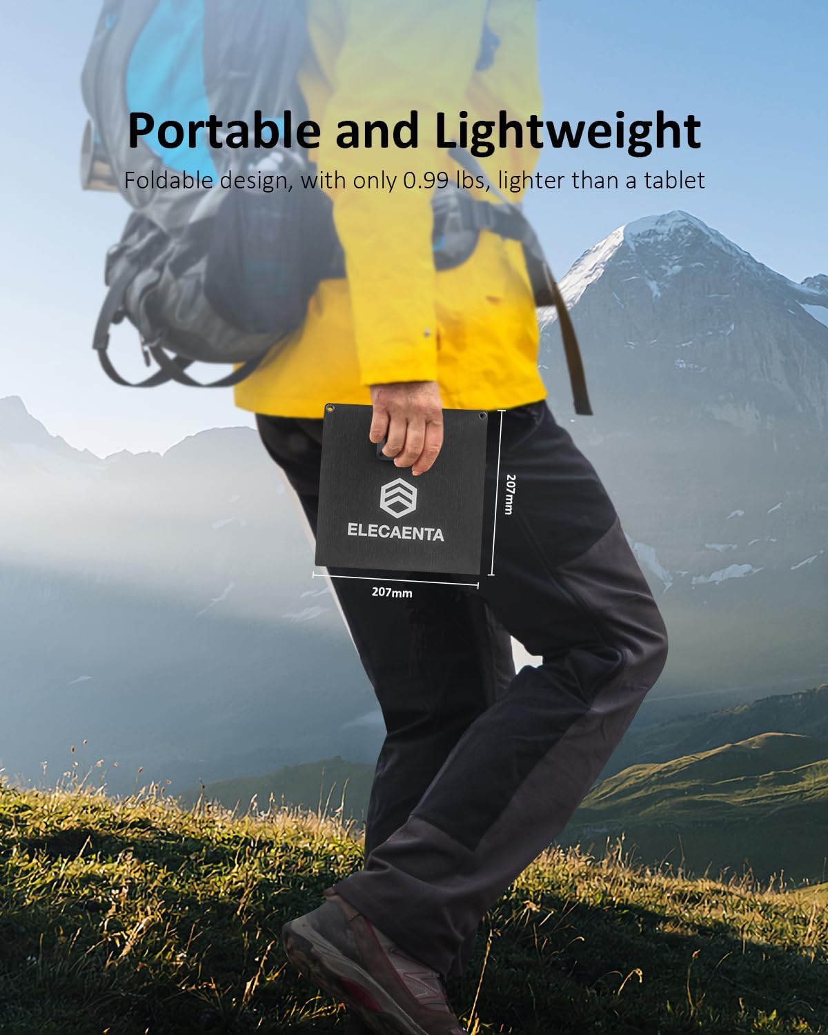 15W Portable Solar Charger ETFE USB C USB A Camping