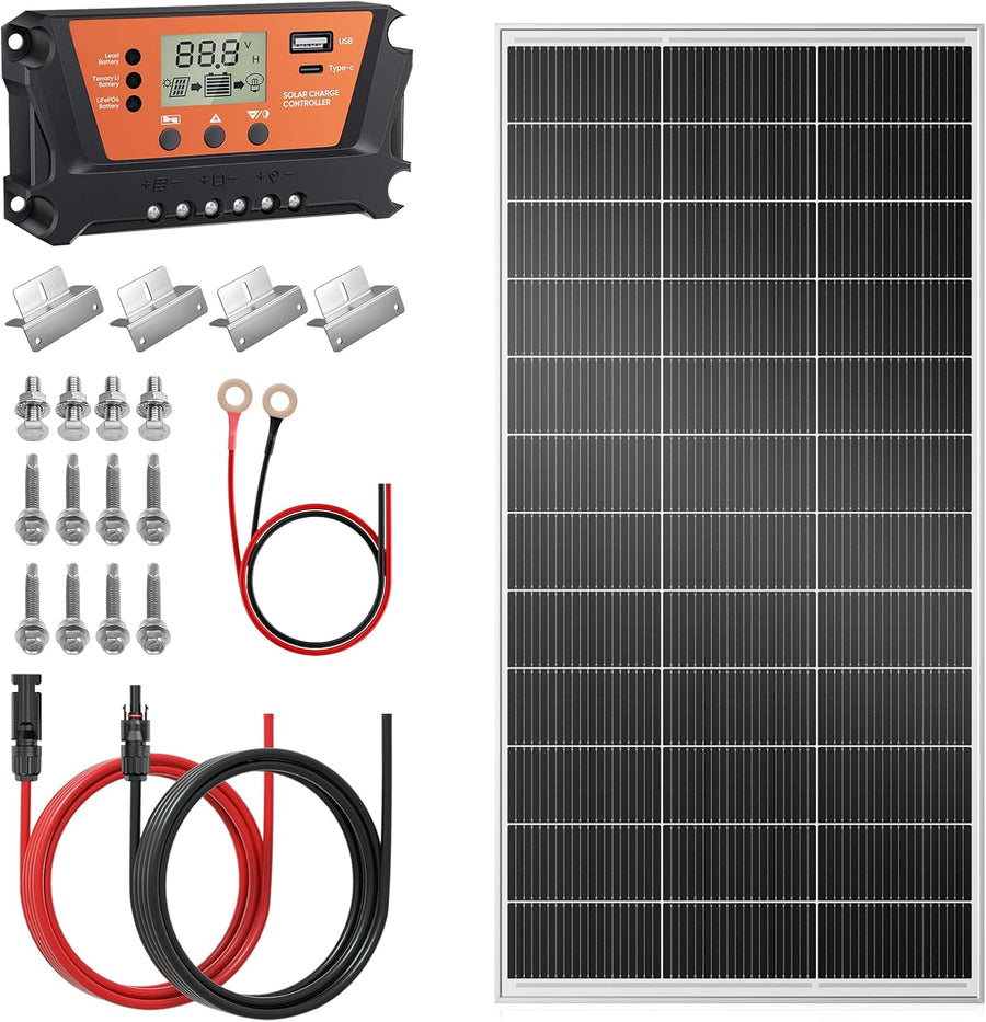 200W Solar Panel Kit Mono IP68 MC4 Off Grid Black