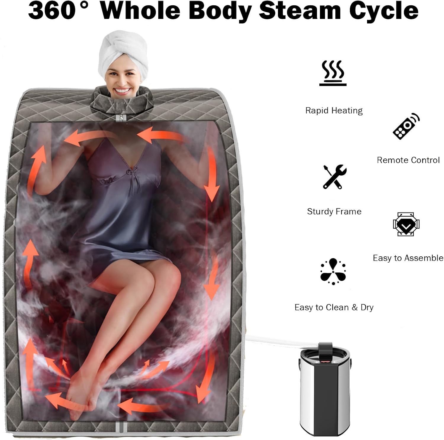Portable Steam Sauna Tent Full Body Spa Folding Chair Remote Control