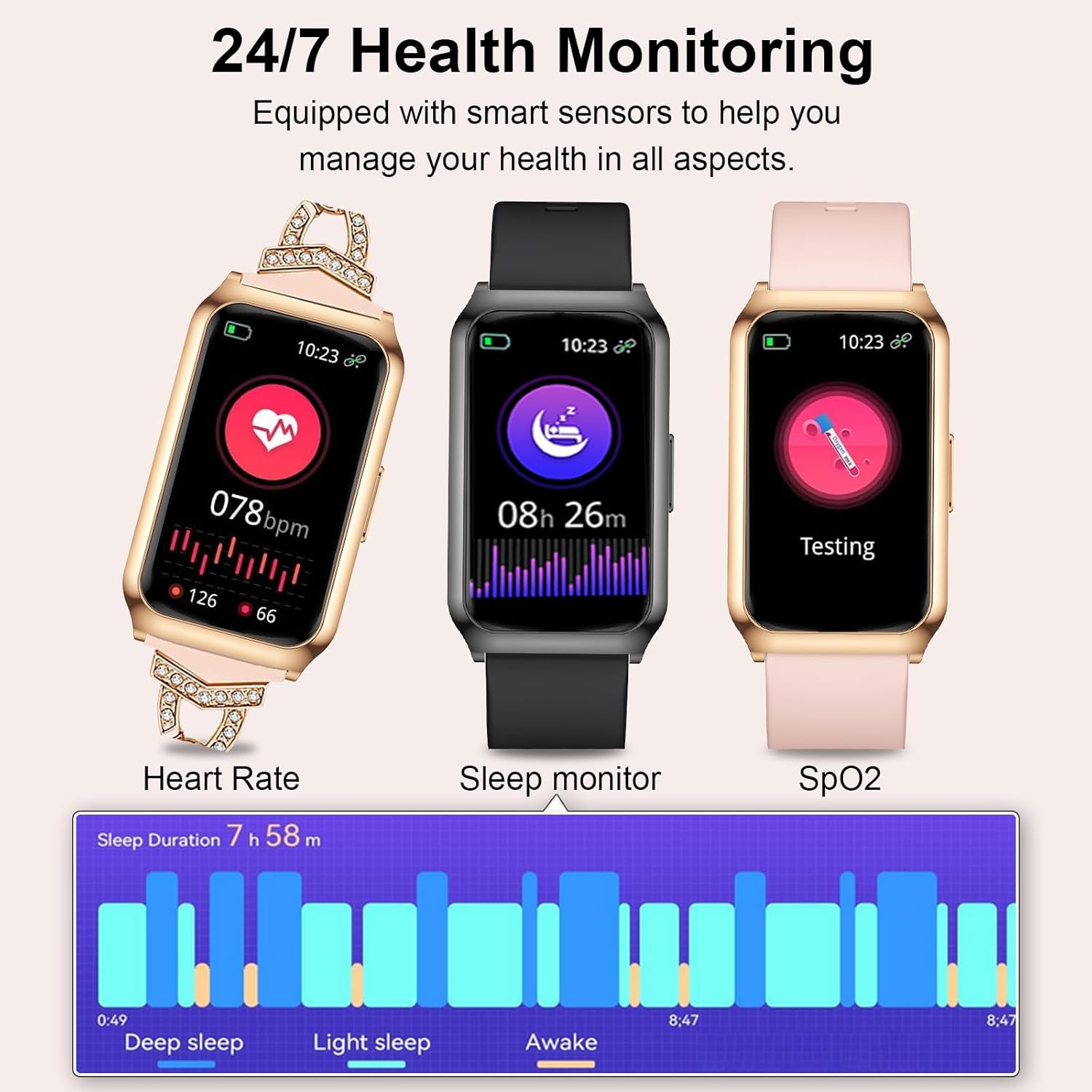Women Fitness Tracker Watch 7 Day Battery IP68
