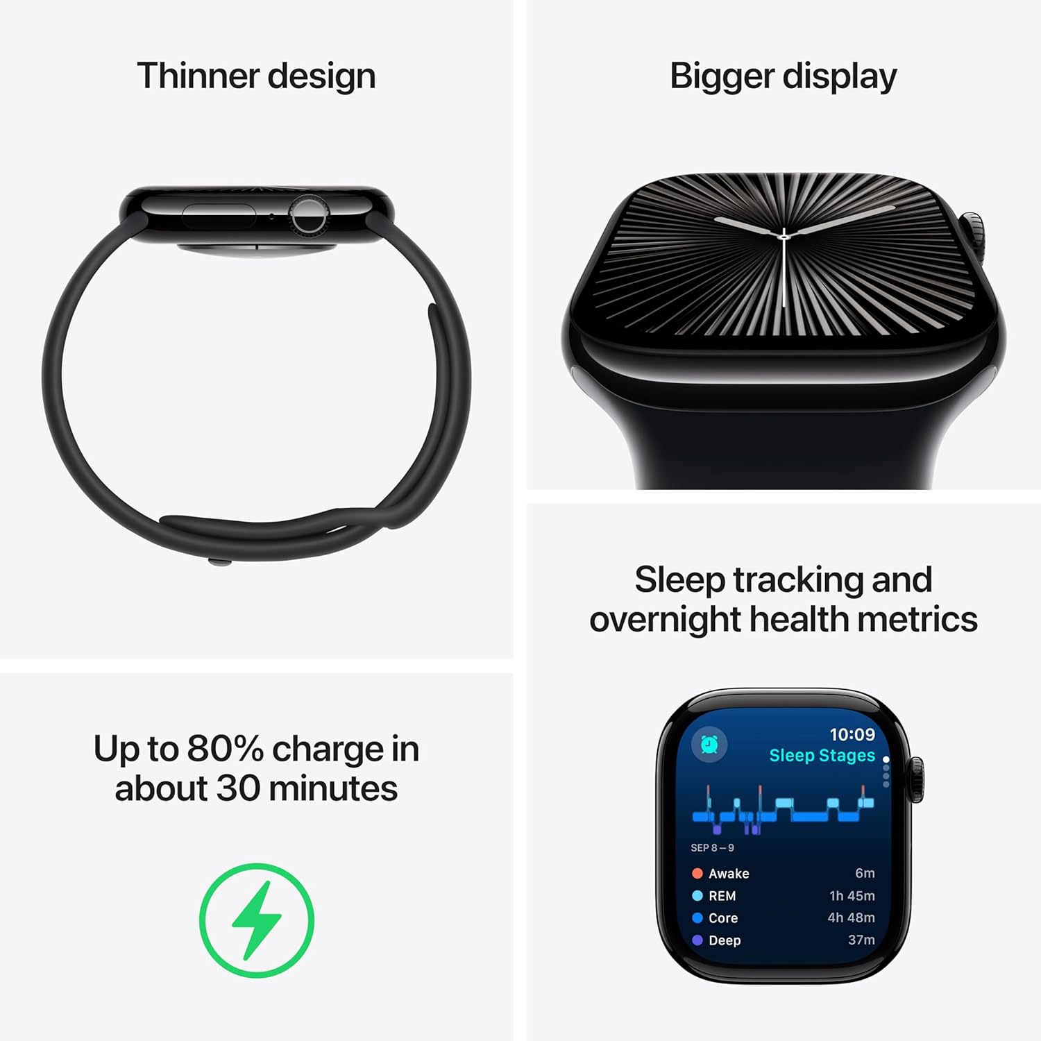 46mm GPS Smart Watch Jet Black Fitness ECG