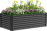 Large Metal Raised Garden Bed 183cm Black Steel Planter