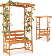 Wooden Garden Arch with Bench 2 Seater Trellis Pergola Seat