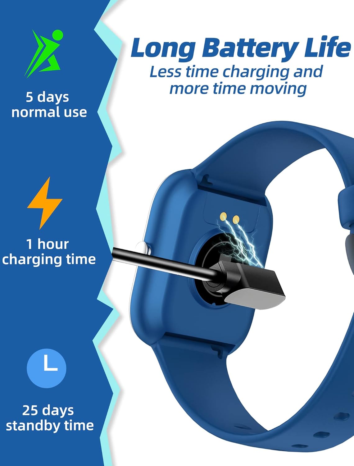 Kids Fitness Smart Watch Blue Heart Sleep Tracker