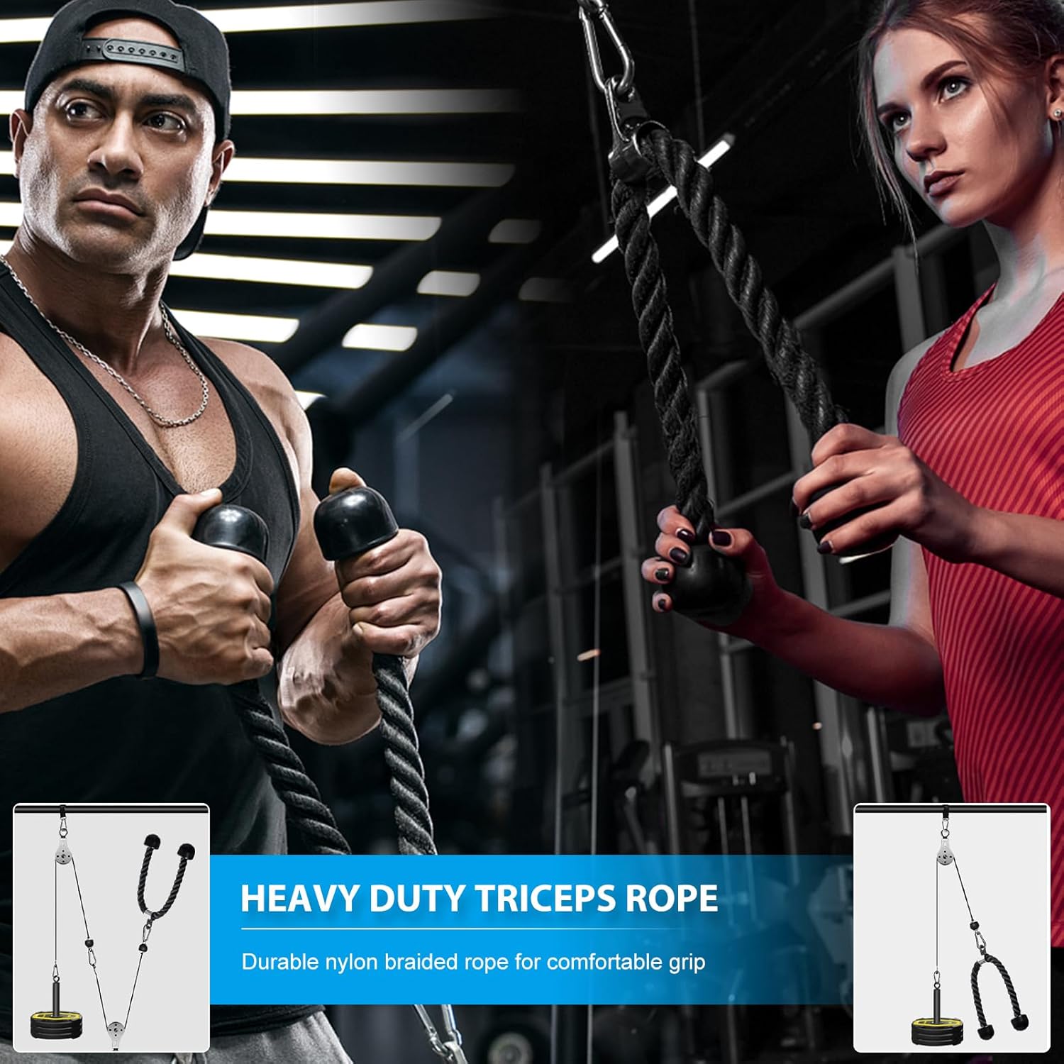 Home Gym Cable Pulley System Lat Pulldown Arm Workout Trainer Kit