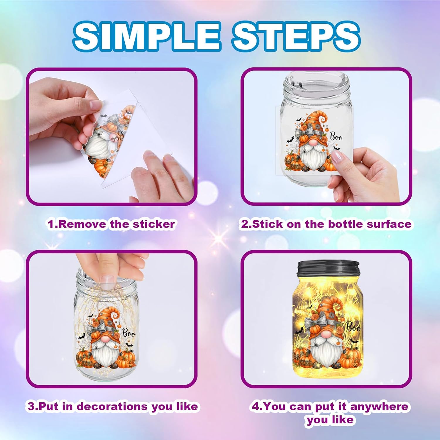 25PCS Gnome Decal Stickers Vase Jar Window Glass Decor