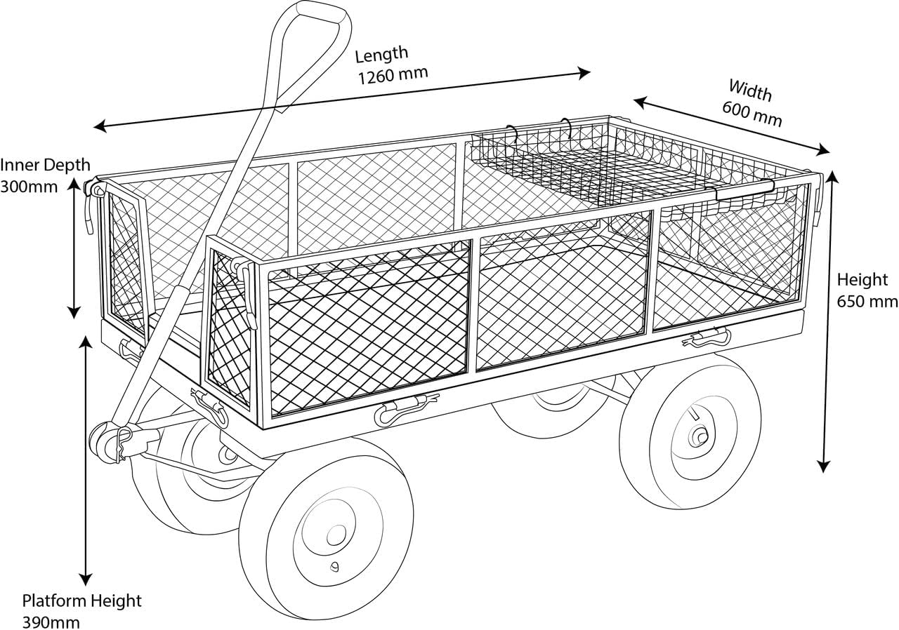 450KG Heavy Duty Platform Truck with Sides Pneumatic Tyres