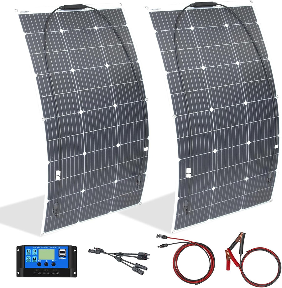200W Flexible Solar Panel Kit 12V 24V Camping Boat RV