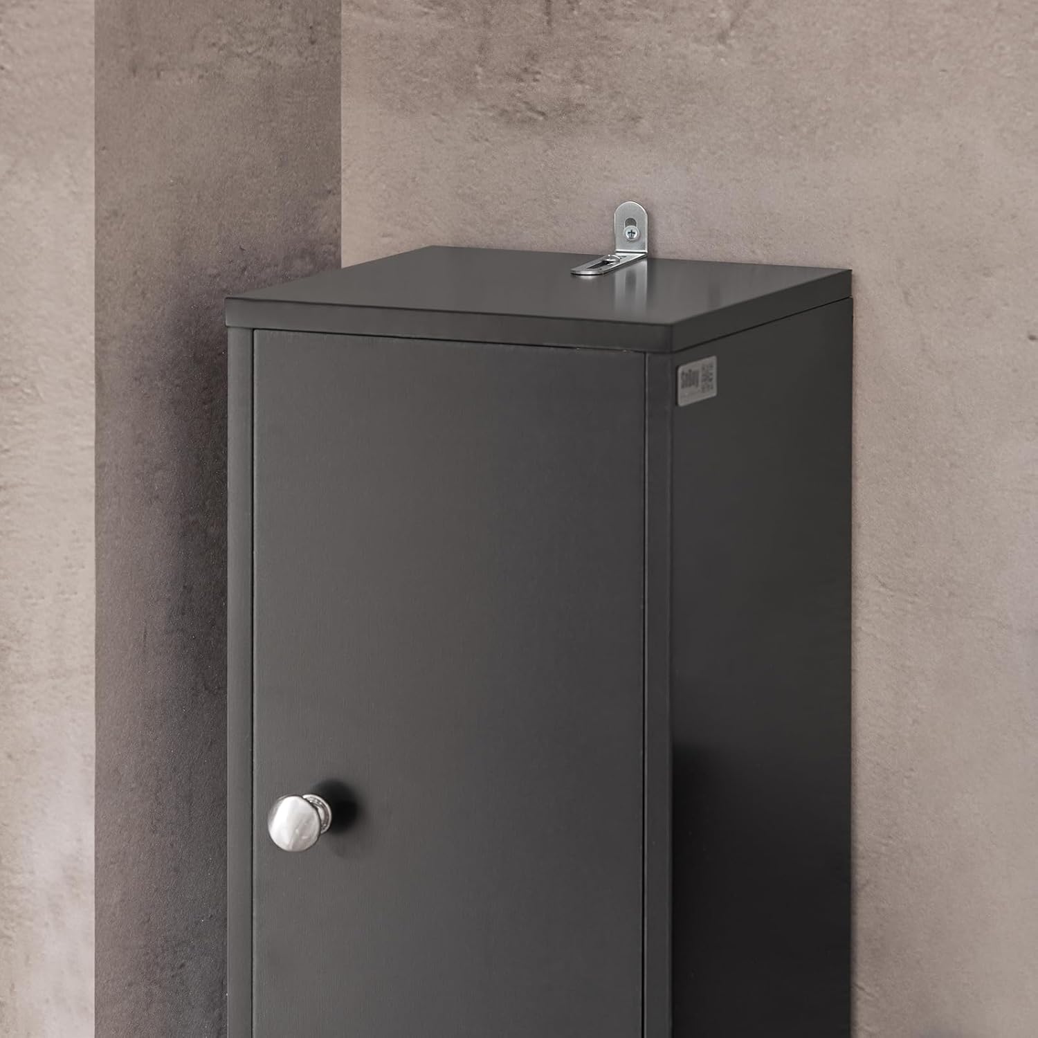 Tall Slim Bathroom Storage Cabinet 20cm Black Drawer 180cm