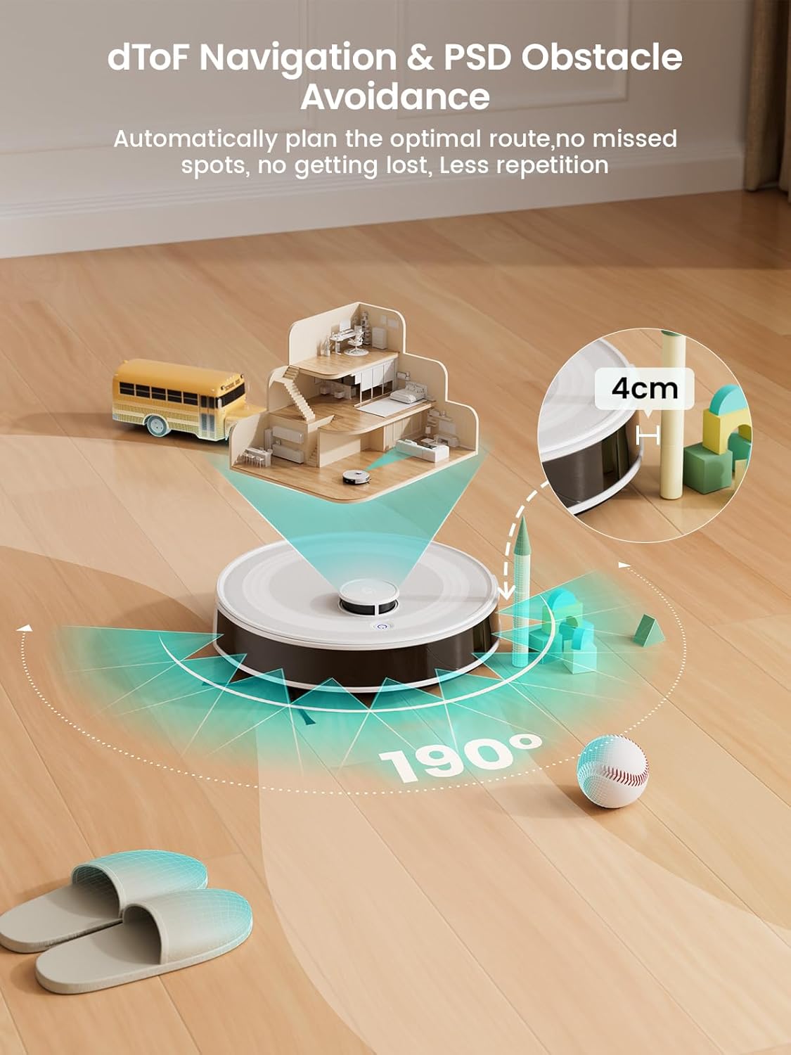 Robot Vacuum Mop 6000Pa LiDAR Mapping App Control Pet Hair