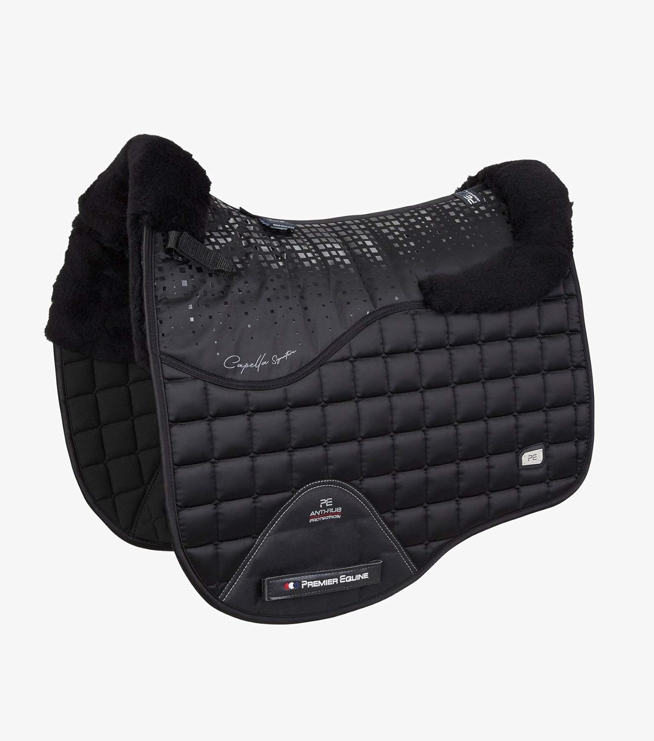 Black Merino Wool Dressage Saddle Pad Anti Rub Square