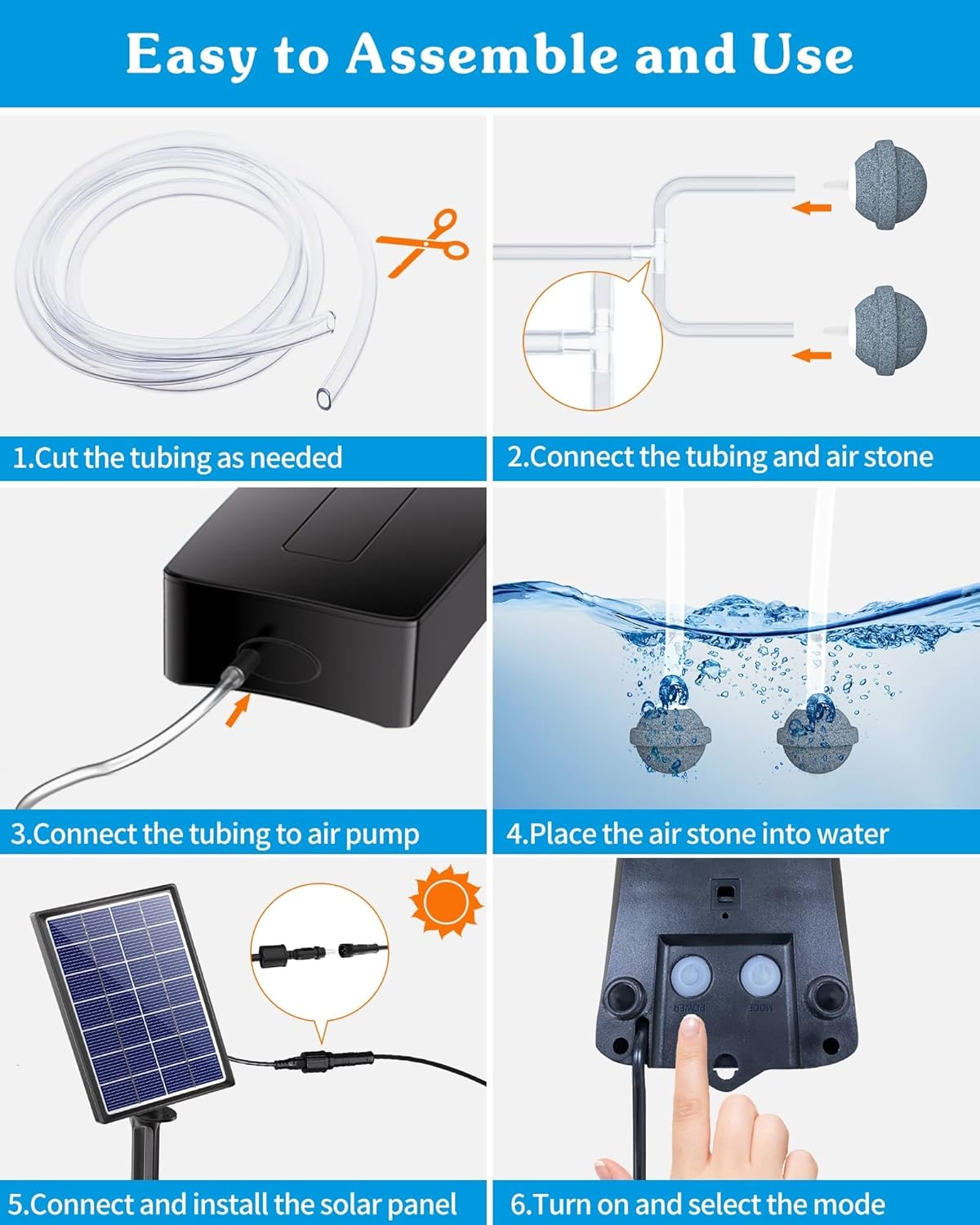 3.5W Solar Pond Air Pump with Battery 3 Mode Aerator